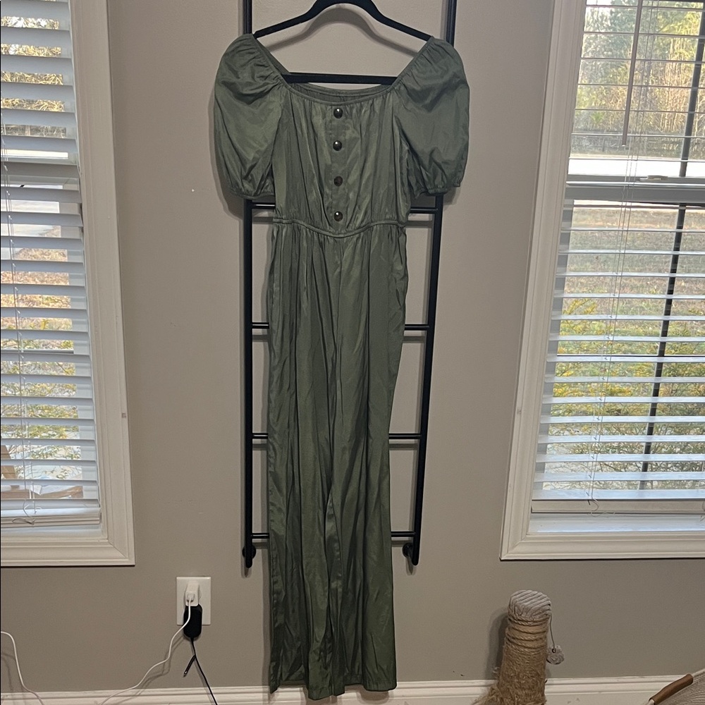 SHEIN Olive Button-Down Maxi Dress